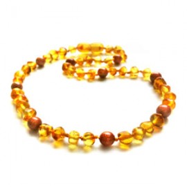 Collar Unisex ámbar báltico miel con venturina terracota