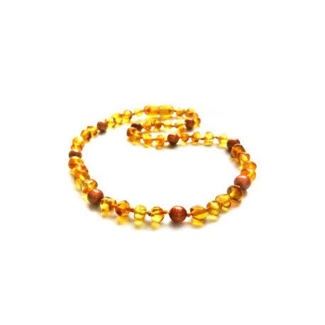 Collar Unisex ámbar báltico miel con venturina terracota