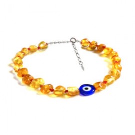 Pulsera de tobillo para Adulto Juvenil/Adulto de ámbar báltico color Mal de Ojo con ojo Turco