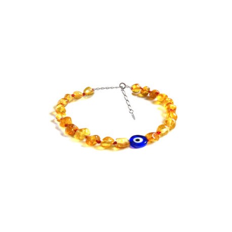 Pulsera de tobillo para Adulto Juvenil/Adulto de ámbar báltico color Mal de Ojo con ojo Turco