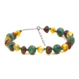 Pulsera de tobillo para Adulto Juvenil/Adulto de ámbar báltico Miel, Verde y Jade