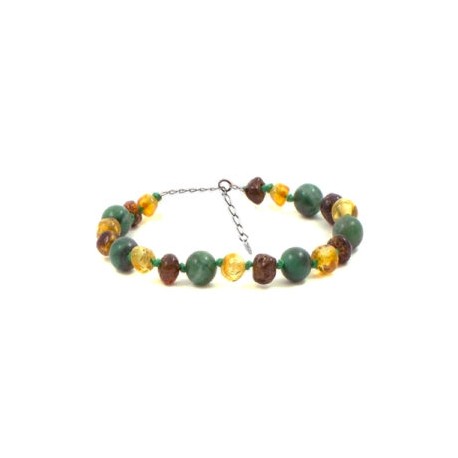 Pulsera de tobillo para Adulto Juvenil/Adulto de ámbar báltico Miel, Verde y Jade