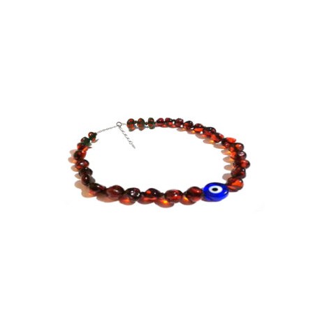 Pulsera de tobillo para Adulto Juvenil/Adulto de ámbar báltico Rojiza con ojo Turco