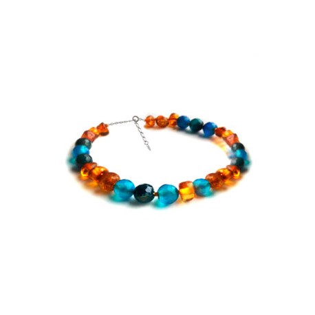 Pulsera de tobillo para Adulto Juvenil/Adulto de ámbar báltico Brillo de Protección azul