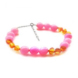 Pulsera de tobillo para Adulto Juvenil/Adulto de ámbar báltico Brillo de Protección Rosa