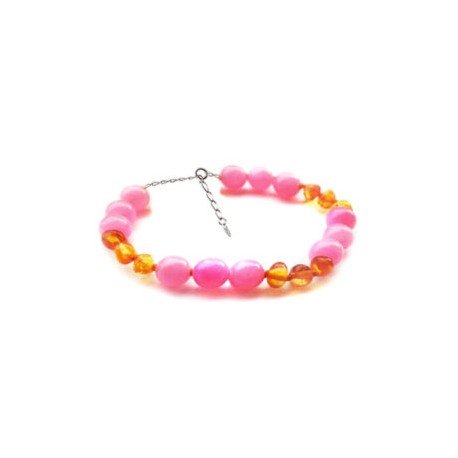 Pulsera de tobillo para Adulto Juvenil/Adulto de ámbar báltico Brillo de Protección Rosa