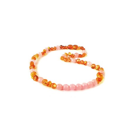 Collar bebé/dentición ámbar báltico Isis Miel/Rosa de 32 cm