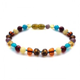 Pulsera bebé mano/tobillo de ámbar báltico 7 Chakras de 13.5 cm