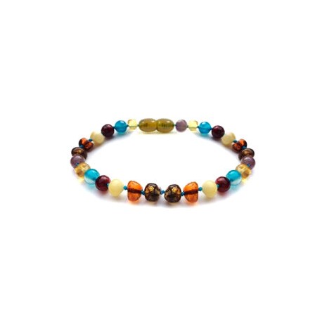 Pulsera bebé mano/tobillo de ámbar báltico 7 Chakras de 13.5 cm