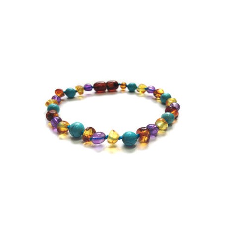 Pulsera bebé mano/tobillo de ámbar báltico Armonía de 13.5 cm