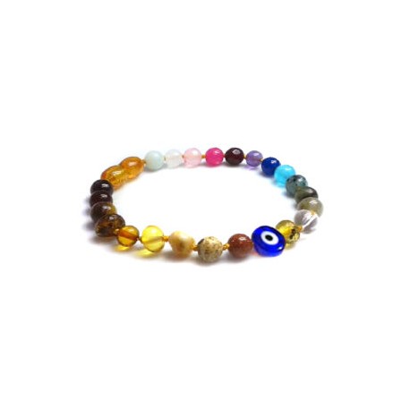 Pulsera bebé mano/tobillo de ámbar báltico Bienestare de 13.5 cm