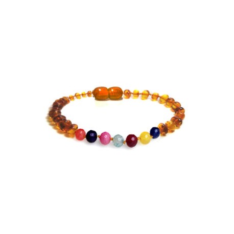 Pulsera bebé mano/tobillo de ámbar báltico Café Color y vida de 13.5 cm