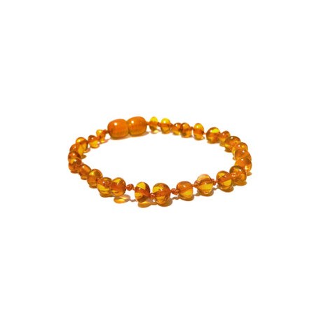 Pulsera bebé mano/tobillo de ámbar báltico color miel 13.5 cm