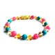 Pulsera bebé mano/tobillo de ámbar báltico Gotitas de Alegría Rosa de 13.5 cm