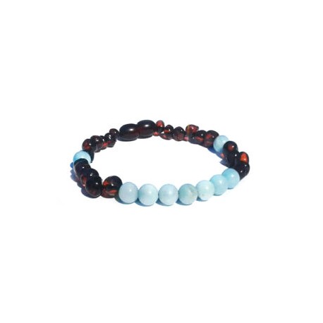 Pulsera bebé mano/tobillo de ámbar báltico Isis de 13.5 cm