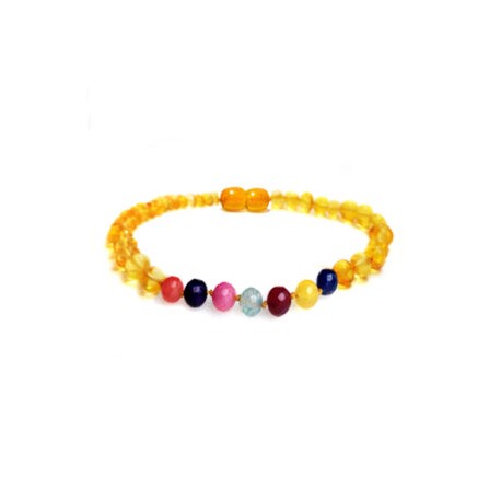 Pulsera bebé mano/tobillo de ámbar báltico Miel Color y vida de 13.5 cm