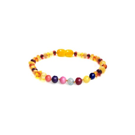 Pulsera bebé mano/tobillo de ámbar báltico Multitono Color y vida de 13.5 cm