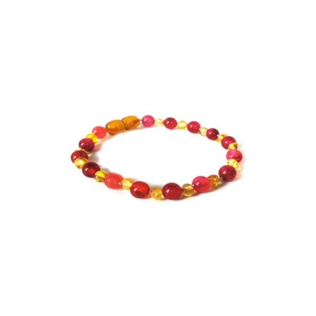 Pulsera bebé mano/tobillo de ámbar báltico Rosa del Sol 13.5 cm