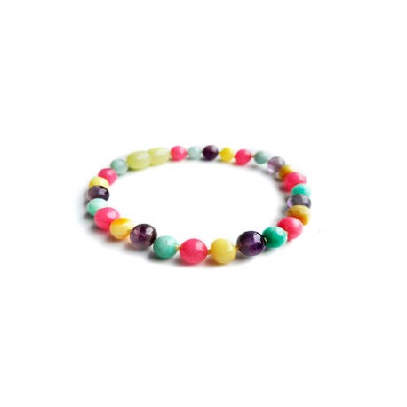 Pulsera bebé mano/tobillo de ámbar báltico Unicornio de 13.5 cm