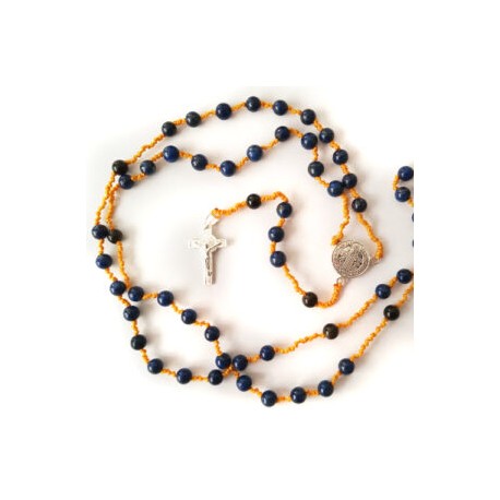 Rosario de Ámbar Báltico con piedras naturales y cruz de plata. Modelo: Padre Nuestro