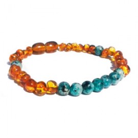Pulsera bebé mano/tobillo de ámbar báltico Indra de 13.5 cm