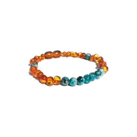 Pulsera bebé mano/tobillo de ámbar báltico Indra de 13.5 cm