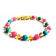 Pulsera bebé mano/tobillo de ámbar báltico Gotitas de Alegría Rosa de 13.5 cm