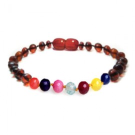 Pulsera bebé mano/tobillo de ámbar báltico Rojiza Color y vida de 13.5 cm