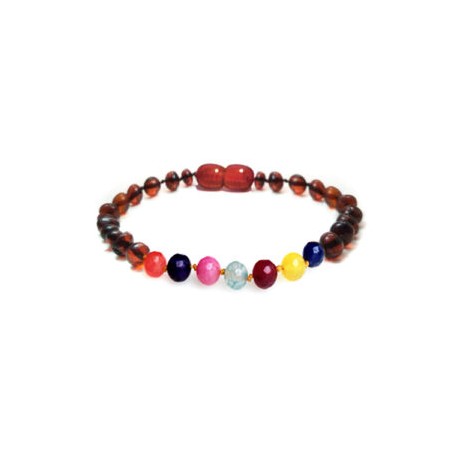 Pulsera bebé mano/tobillo de ámbar báltico Rojiza Color y vida de 13.5 cm