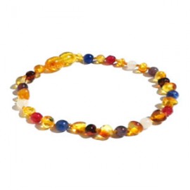 Pulsera bebé mano/tobillo de ámbar báltico Multiarmonía de 13.5 cm