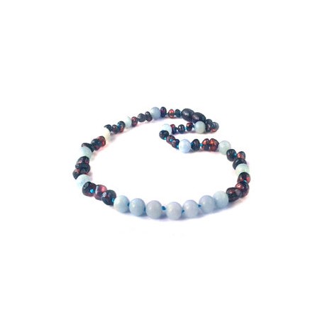 Collar Unisex ámbar báltico Isis Rojizo/Azul
